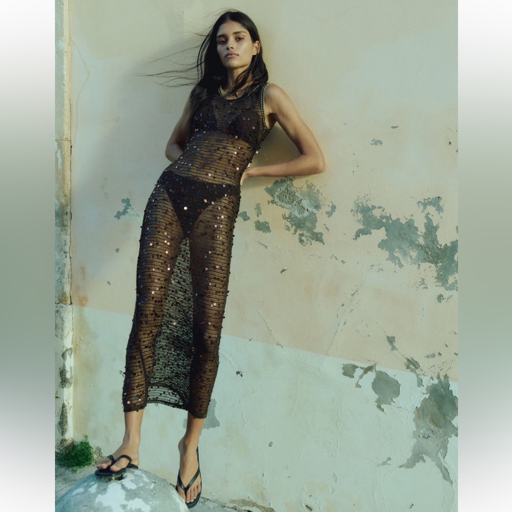 H&M Brown Sequin Knit Dress - Picture 3 of 4